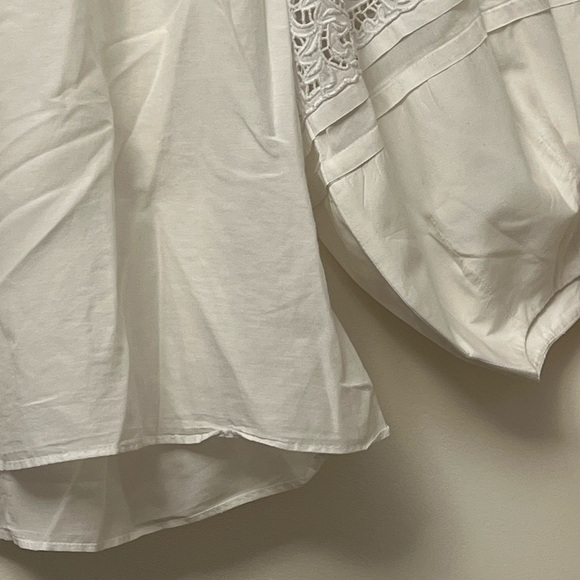 KOBI HALPERIN COTTON & SILK PEASANT WHITE BLOUSE SIZE LARGE - Picture 4 of 8